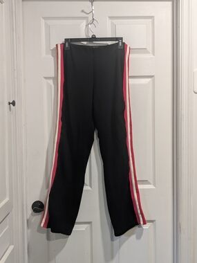 Boston Proper Sport Black Side Stripe Wide Leg Track Pants - Size M